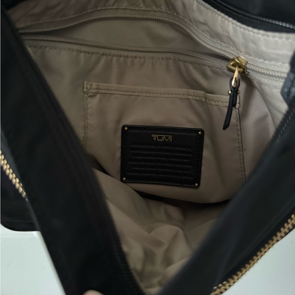 Tumi Sadler Black Crossbody Bag with Gold Accents EC - Picture 4 of 7